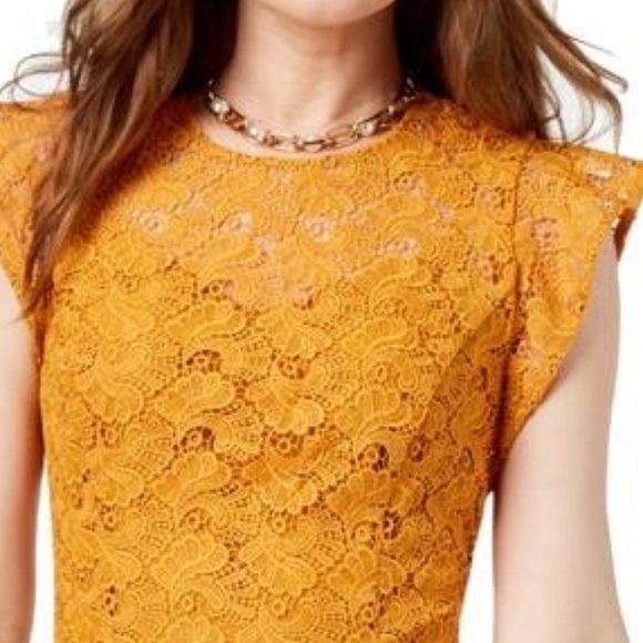 NWT! Michael Kors Lace Flutter-Sleeve Marigold - Picture 4 of 4